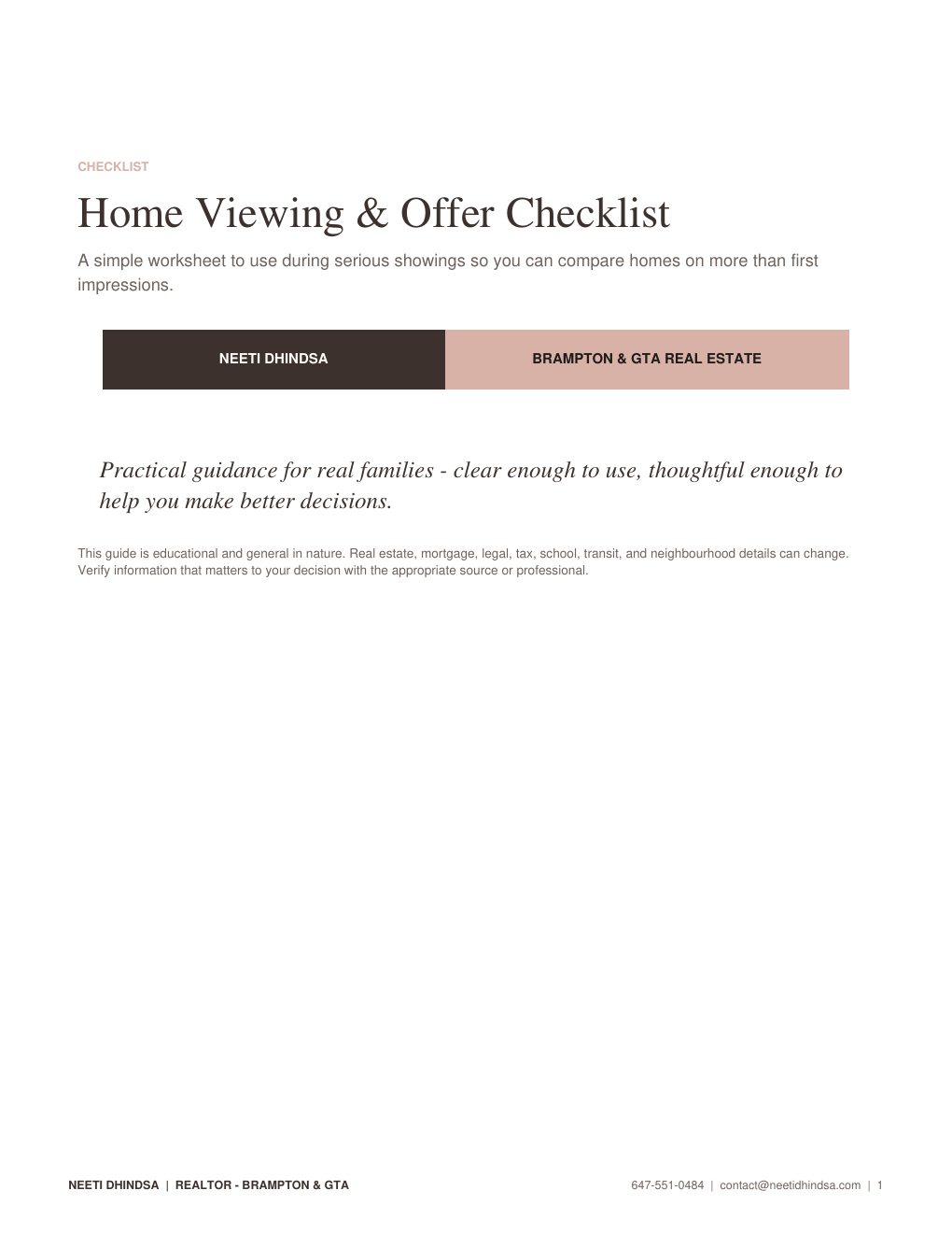 Home Viewing and Offer Checklist cover