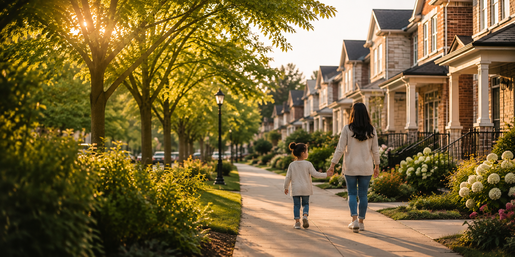 Warm Brampton neighbourhood hero background